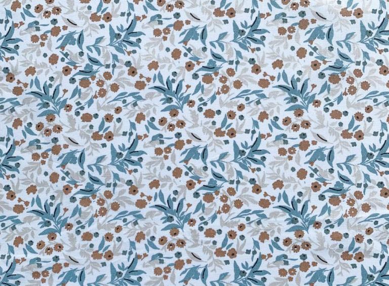 Tela algodón impermeable flores marrones — imagen 1