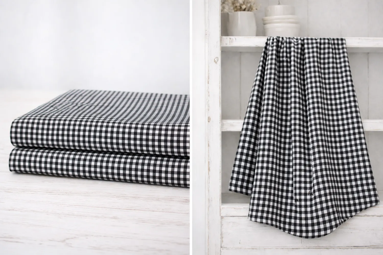 Algodón Vichy “Campo negro” – Cuadro 10, mm – 150 cm — imagen 2