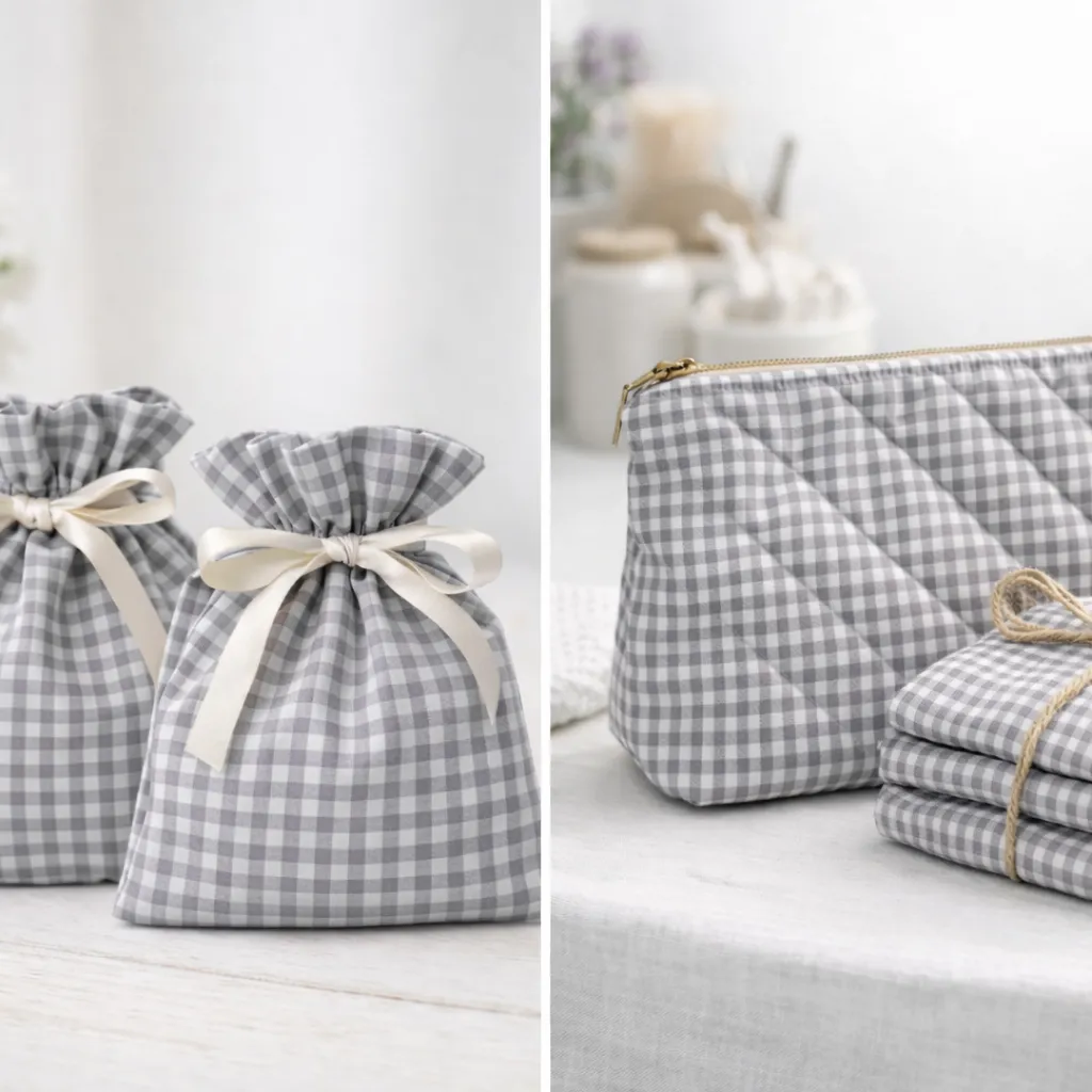 Algodón Vichy “Campo gris” – Cuadro 2,7 mm – 150 cm — imagen 2