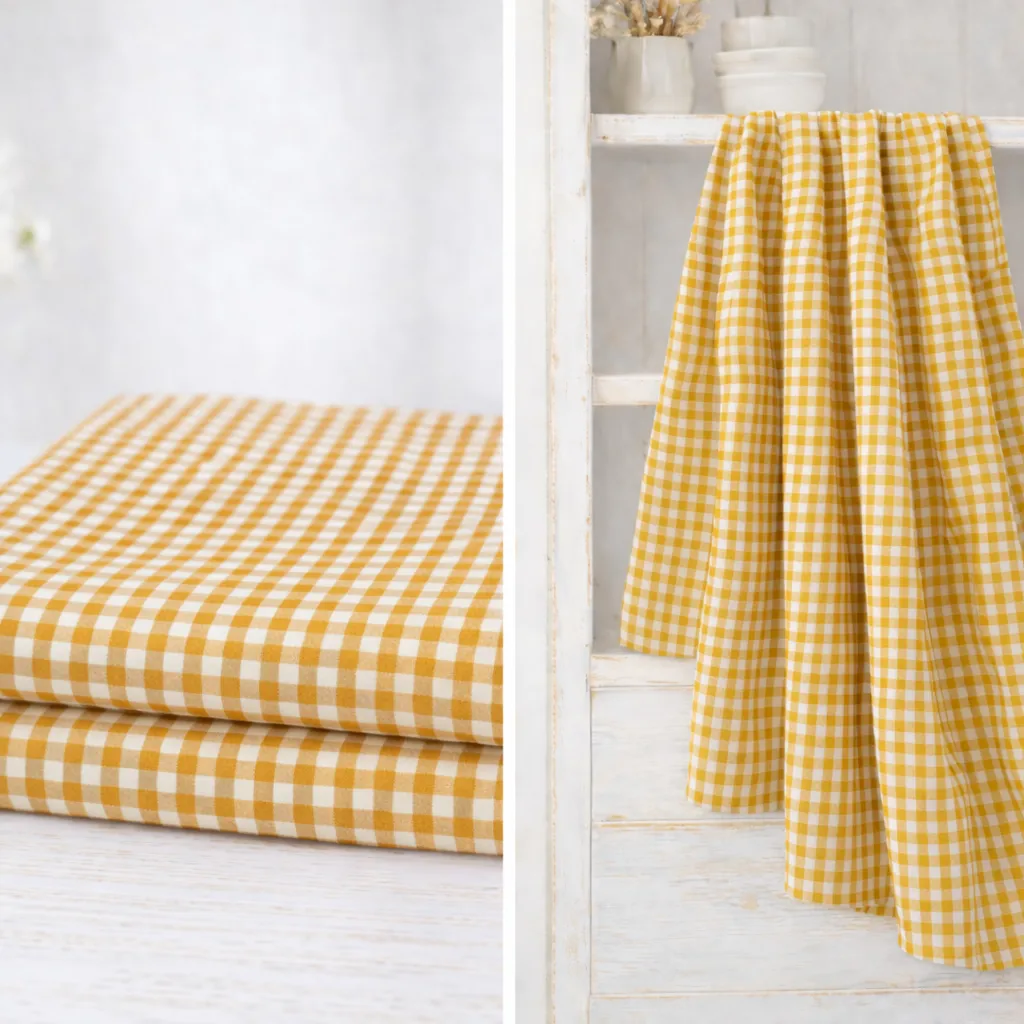 Algodón Vichy “Campo mostaza” – Cuadro 5 mm – 150 cm