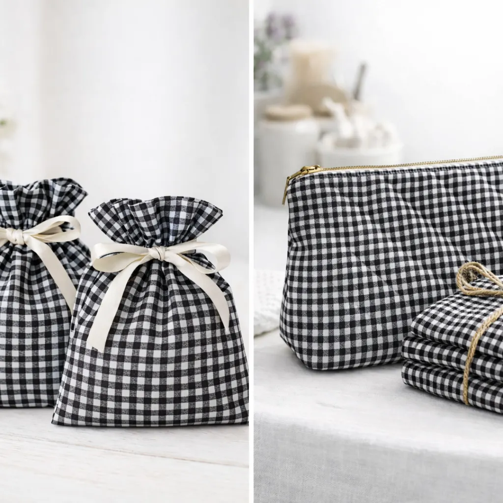 Algodón Vichy “Campo negro” – Cuadro 2, mm – 150 cm — imagen 2