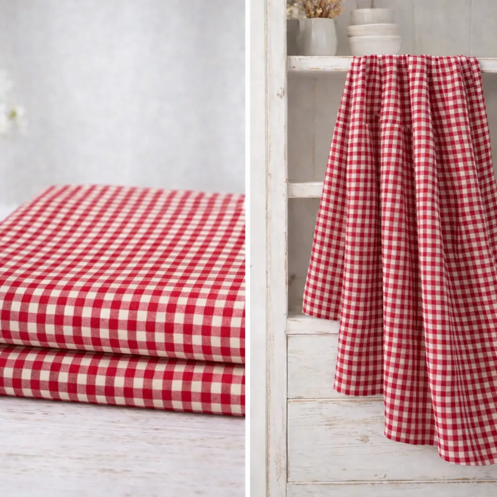 Algodón Vichy “Campo rojo” – Cuadro 5 mm – 150 cm