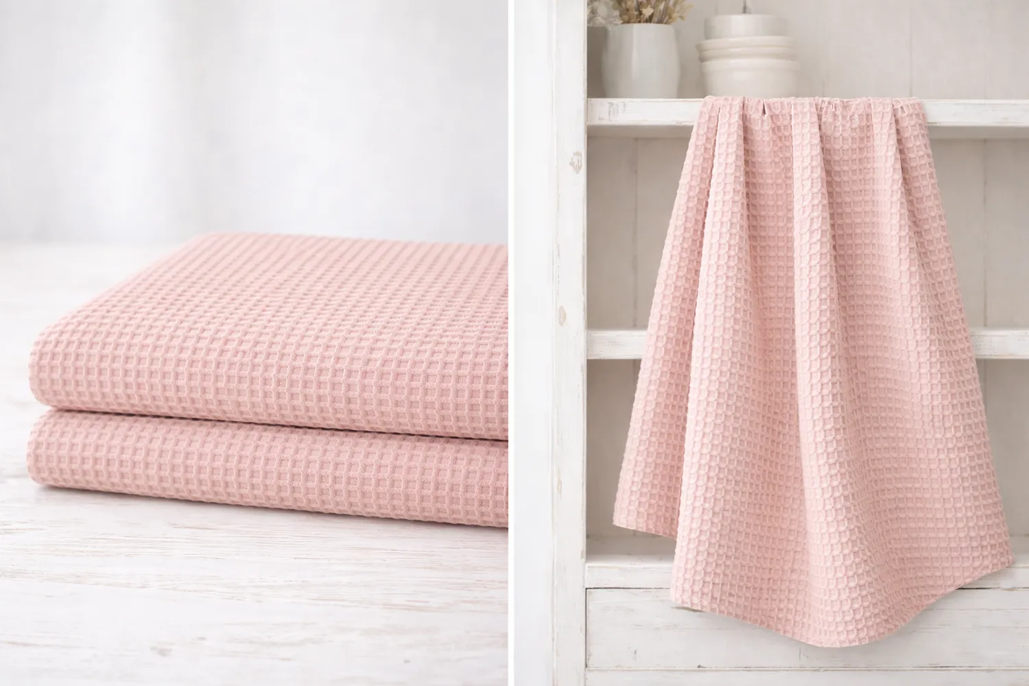 Algodón Waffle “Brisa Rosa claro”- 150 cm ancho