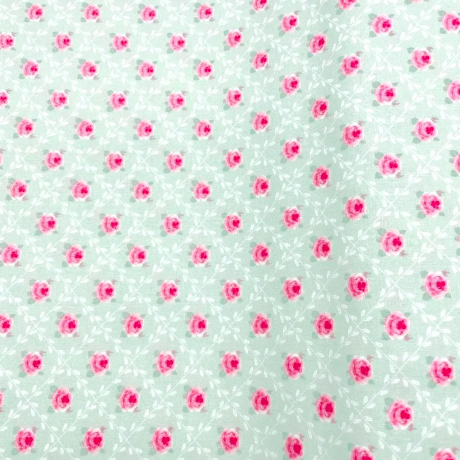 Tela algodón 100% Campaigne Chic verde florecillas — imagen 1