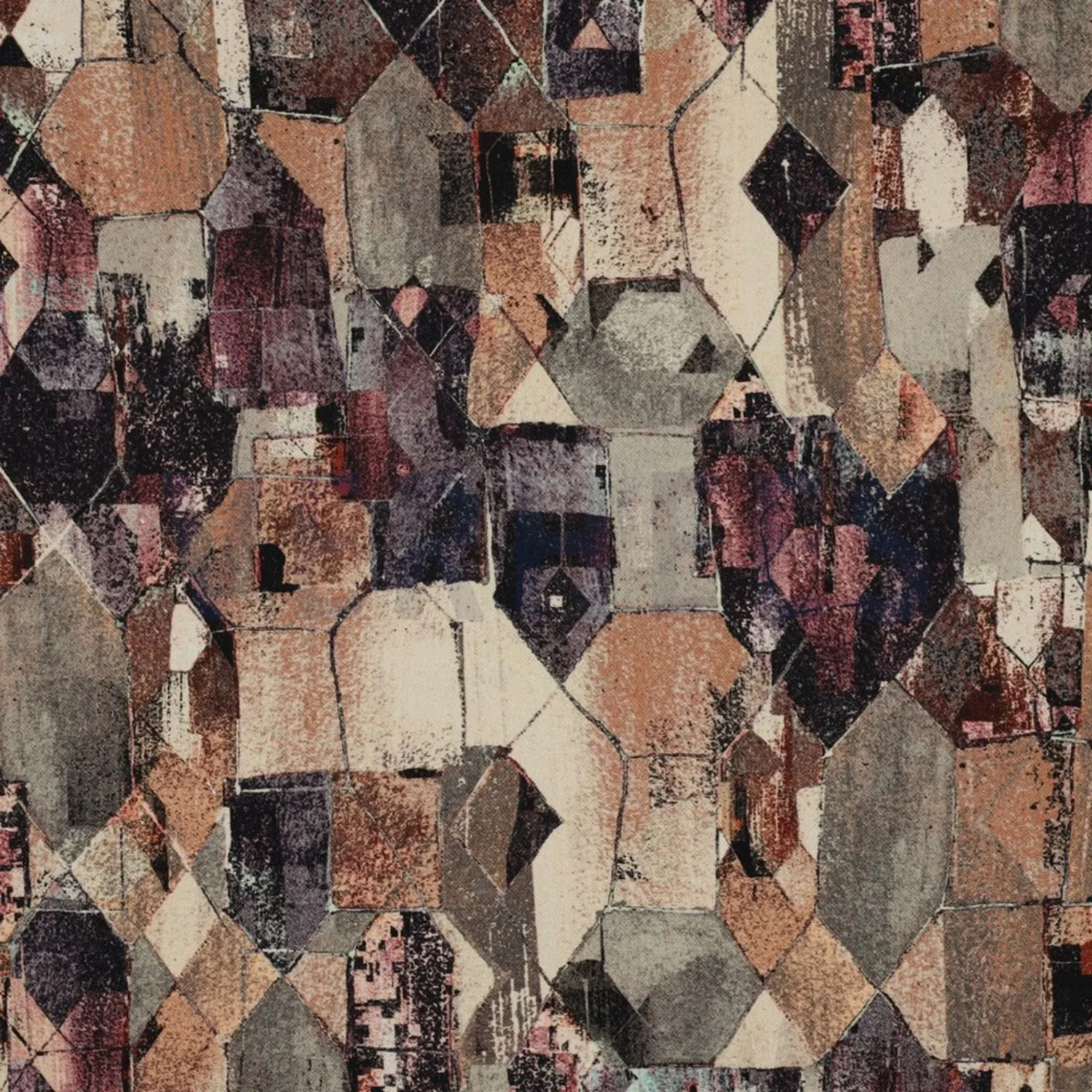 Loneta estampado digital geométrico marron — imagen 1