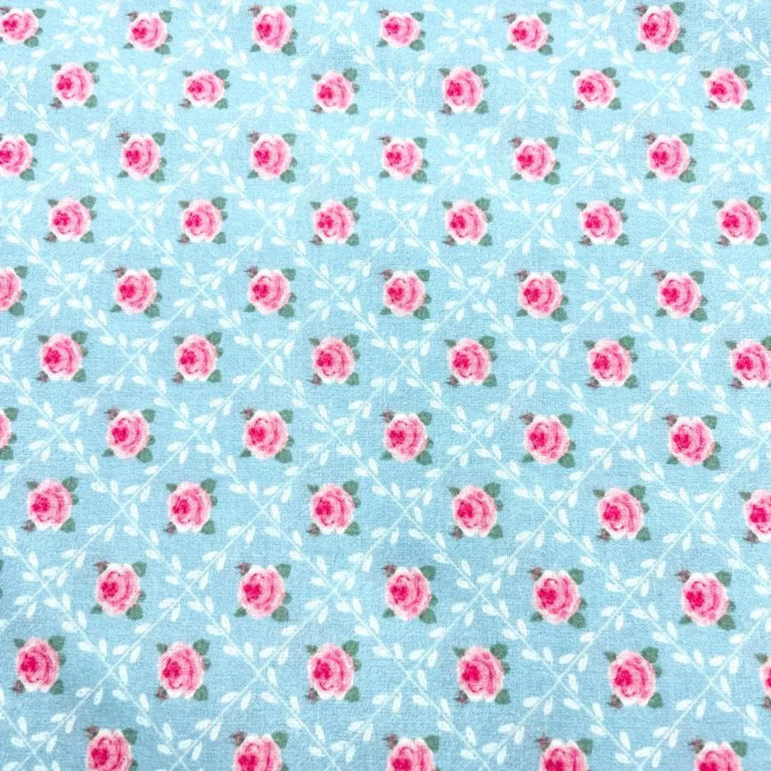 Tela algodón 100% Campaigne Chic azul claro  florecillas — imagen 1