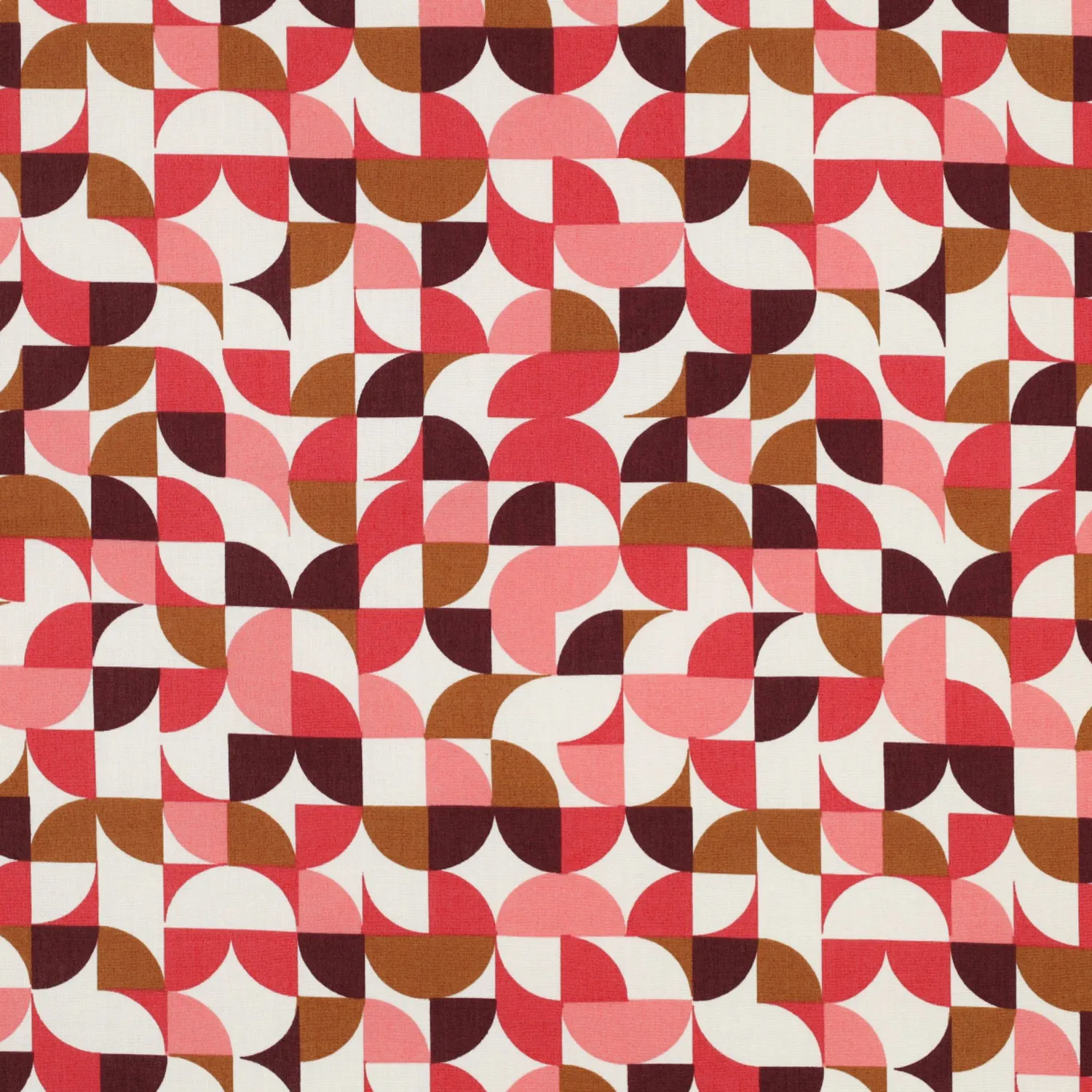 Tela algodón 100%  formas geometricas burdeos fondo ecru — imagen 1