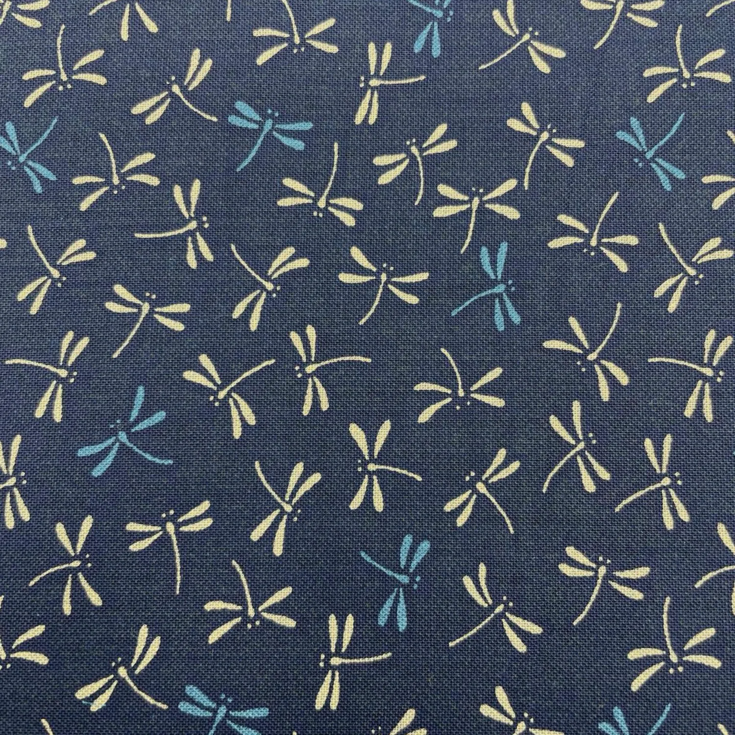 Tela algodón japonesa libelulas beige y turquesa — imagen 1