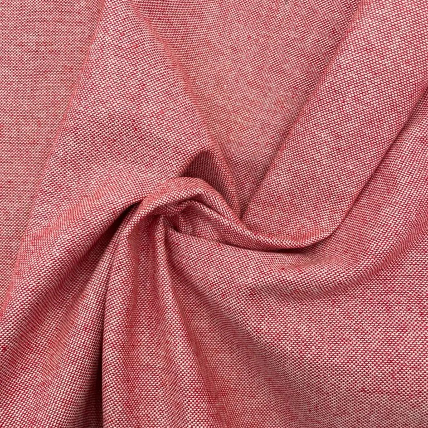 Tela algodón lisa aspecto lino color rojo
