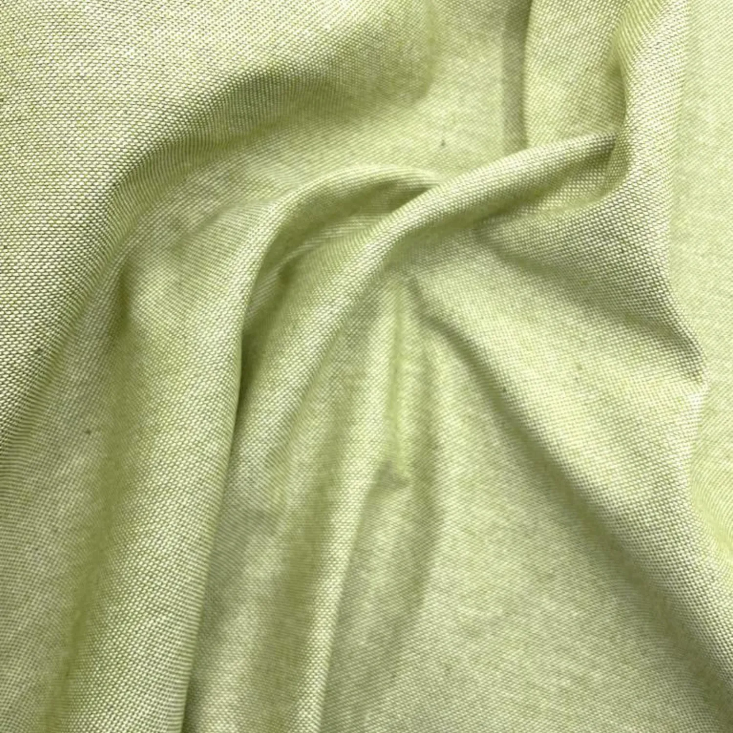 Tela algodón lisa aspecto lino color verde — imagen 1