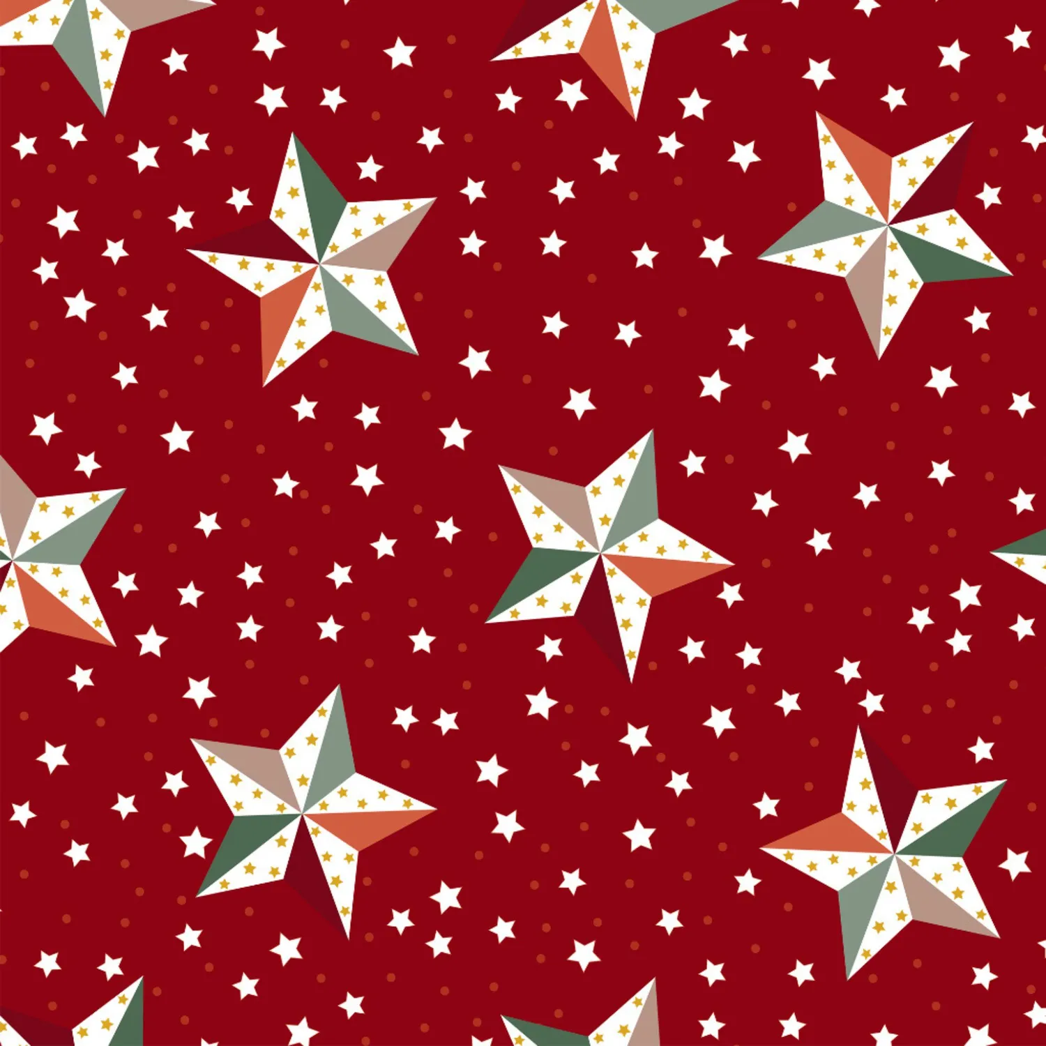 Tela algodón navidad estrellas fondo granate