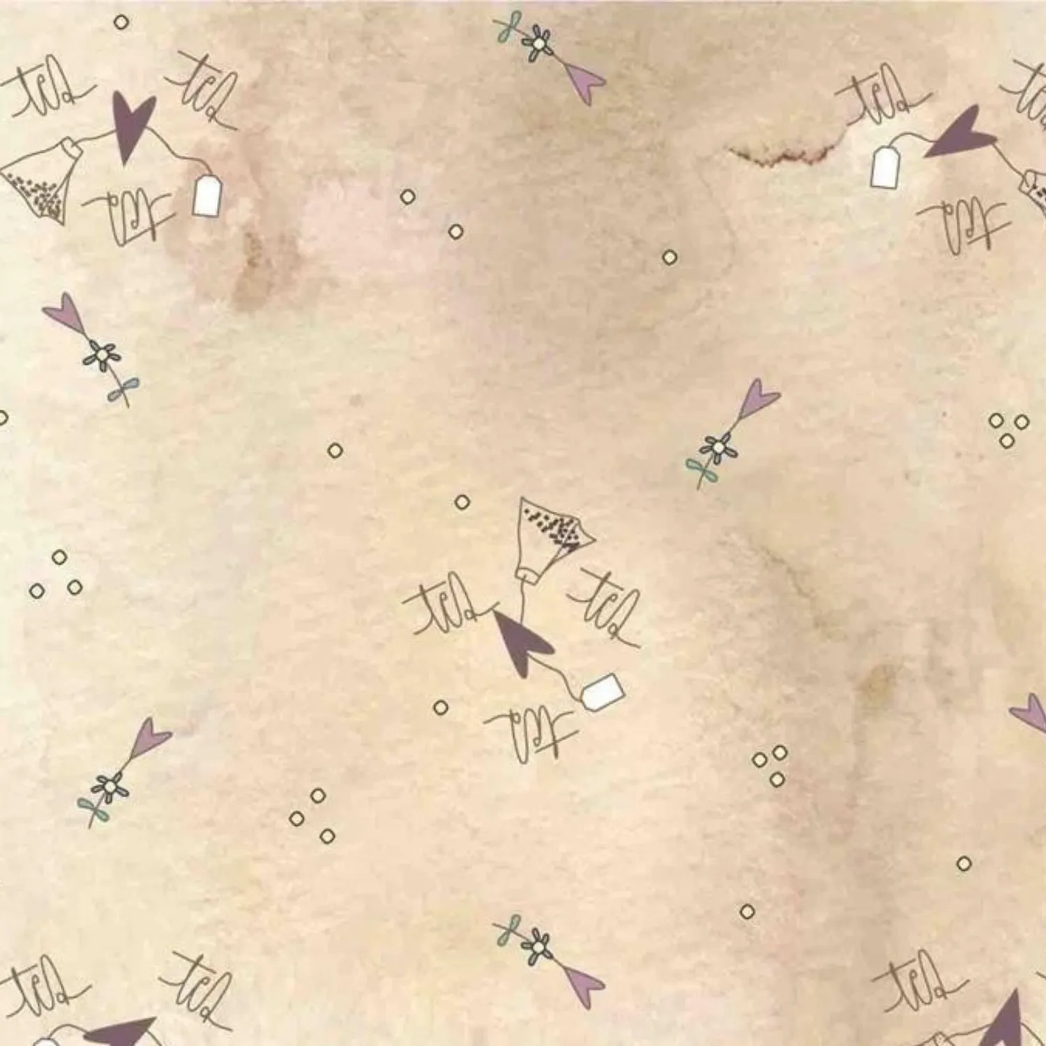 Tela algodón whimsy corazones fondo beige — imagen 1