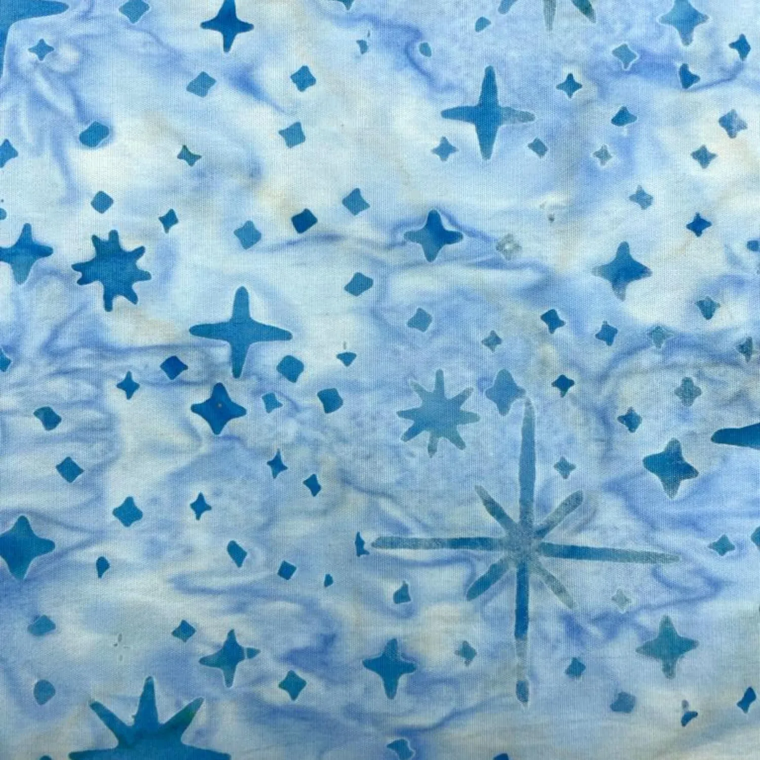 Tela batik algodón 100% aguas azules y estrellas