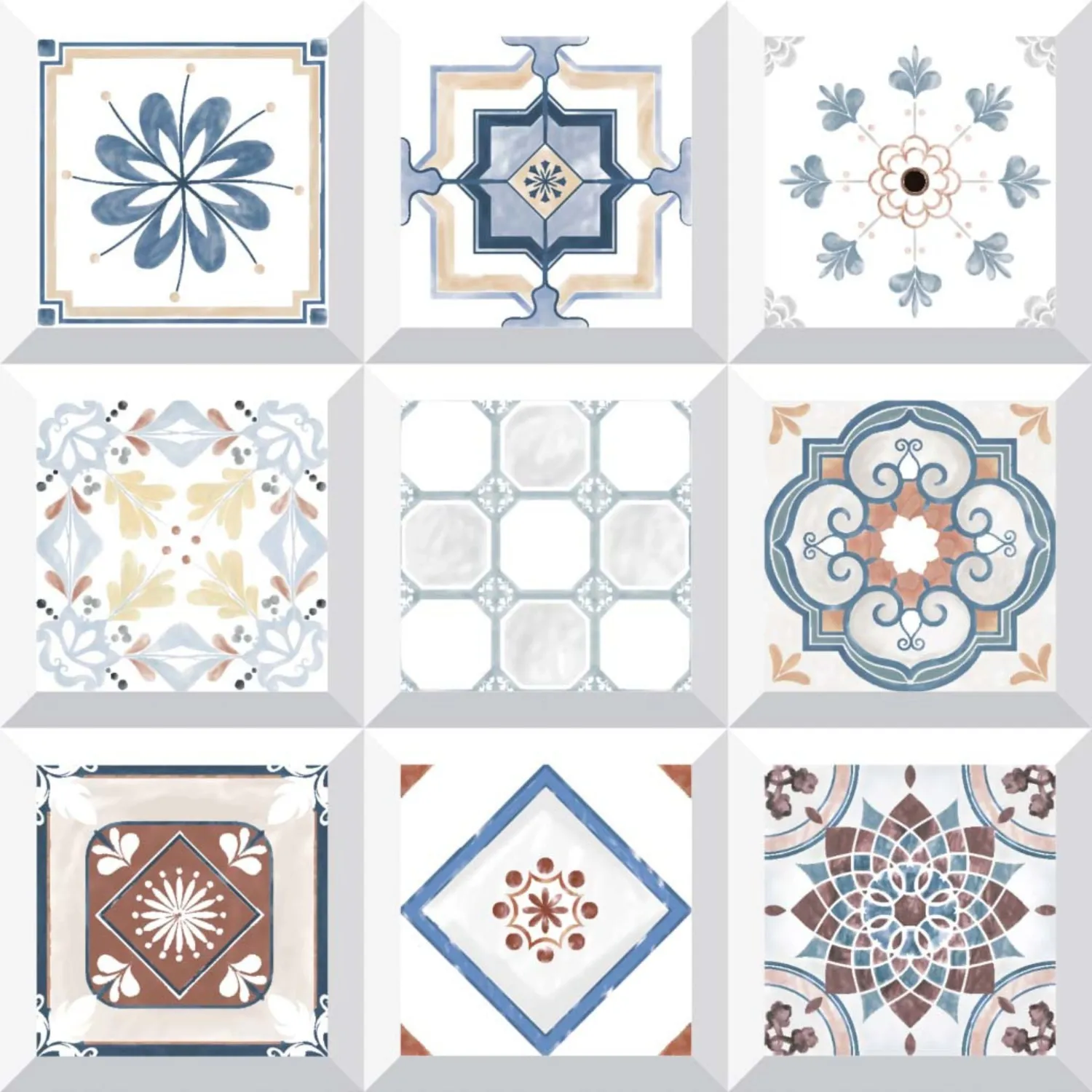 Tela para mantel poliester lavable 100% motivos hidraulicos