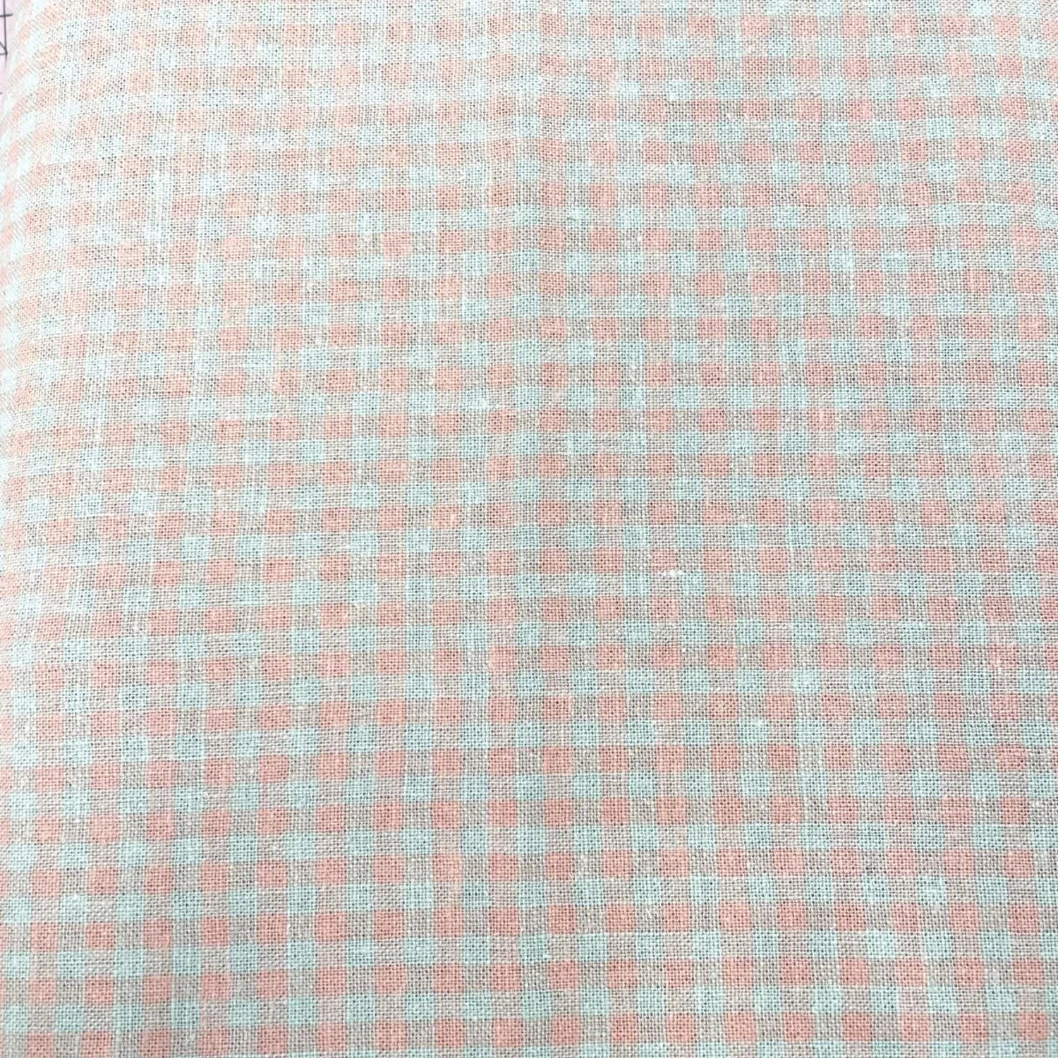 Tela patchwork algodón lino  lino/ coral — imagen 1