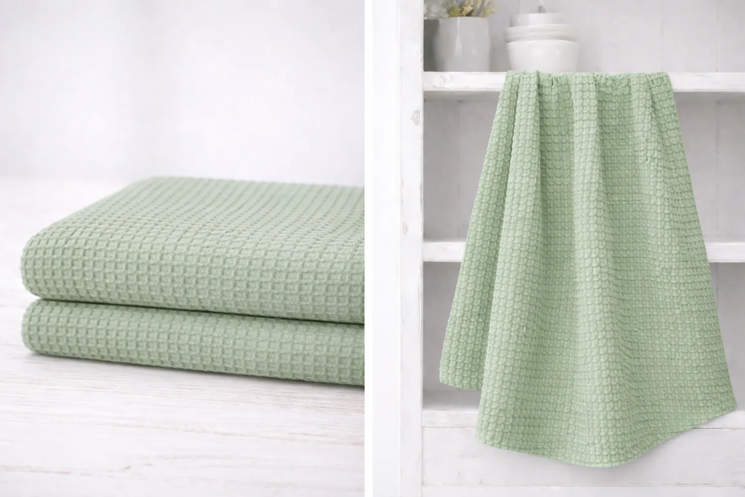 Algodón Waffle “Brisa verde caqui”- 150 cm ancho — imagen 4