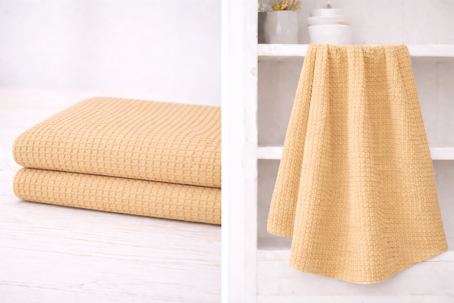 Algodón Waffle “Brisa beige claro”- 150 cm ancho — imagen 3